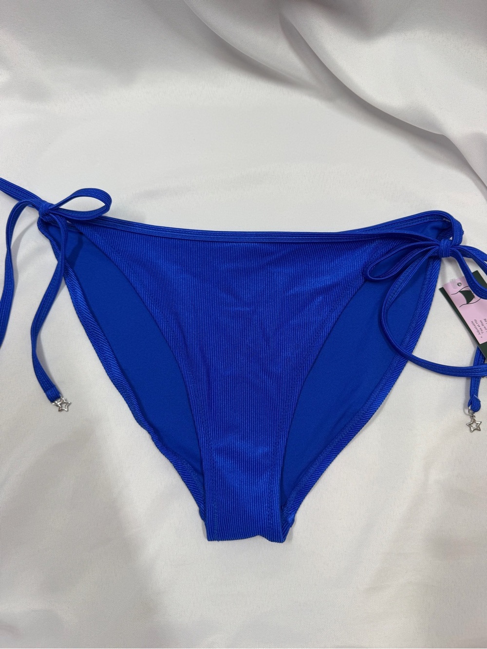 NWT Wild Fable | Blue Swim Bottoms Cheeky Ribbed Tie Sides Women's Size Large